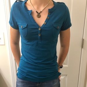 Blue half button up